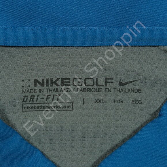 Nike Golf Polo Shirt Mens 2XL Blue Dri Fit Stretch Woven Short Sleeve New - Picture 6 of 7